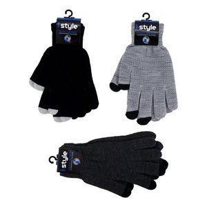 I-Style Womens Winter Gloves Lot Of 3 Black Gray Knit Touchscreen Compatible New